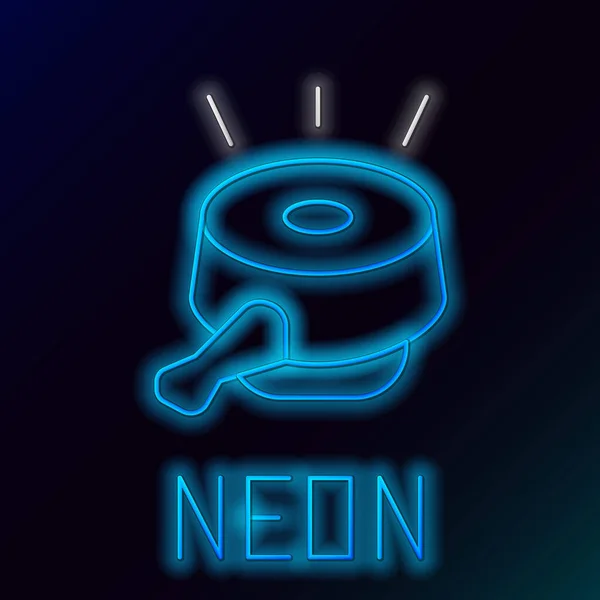 Zářící Neonová Čára Ikona Zvonku Jízdního Kola Izolované Černém Pozadí — Stockový vektor