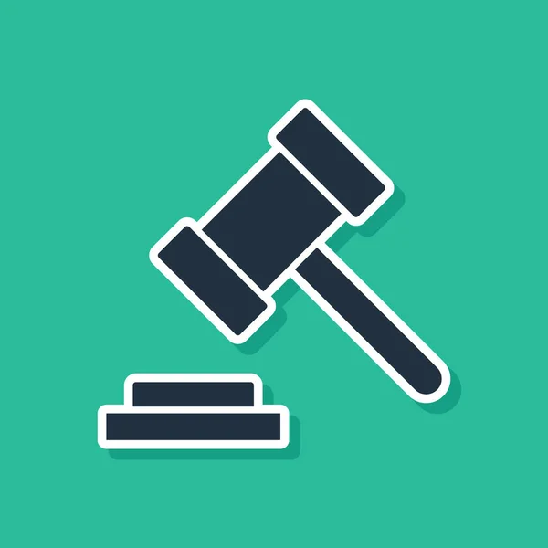 Blue Judge Gavel Icon Isolated Green Background Gavel Adjudication Sentences — Stock Vector