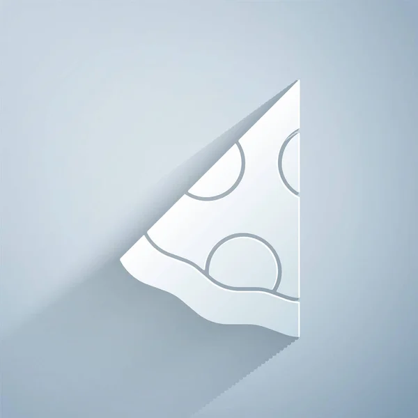 Coupe Papier Tranche Icône Pizza Isolée Sur Fond Gris Menu — Image vectorielle