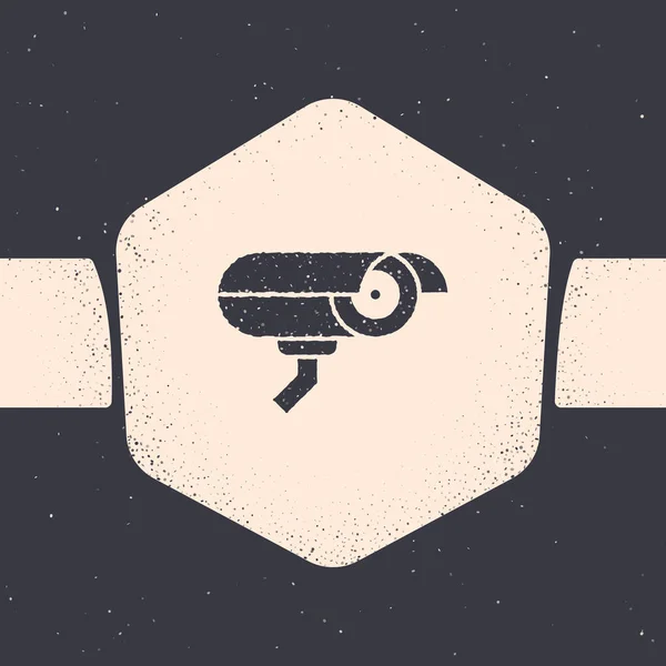Grunge Ikona Bezpečnostní Kamery Izolované Šedém Pozadí Černobílý Vinobraní Vektor — Stockový vektor