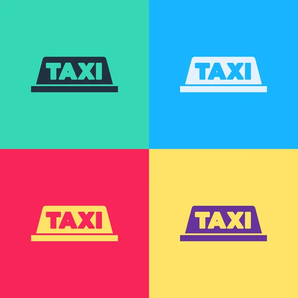 Pop Art Taxi Icono Del Techo Del Coche Aislado Fondo — Vector de stock