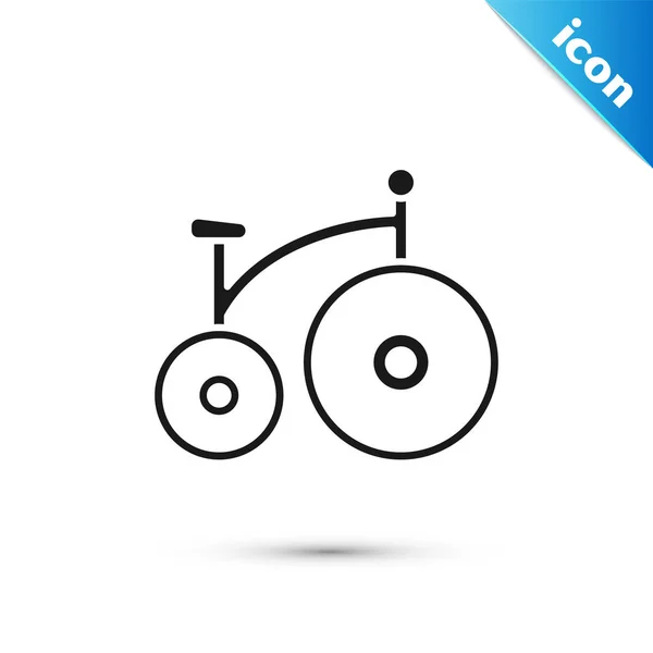 Bicicleta Grey Vintage Con Una Rueda Grande Pequeño Icono Aislado — Vector de stock