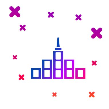 Renk Şehri manzara simgesi beyaz arkaplanda izole edildi. Metropolis mimarisi panoramik manzara. Kademeli rastgele dinamik şekiller. Vektör.