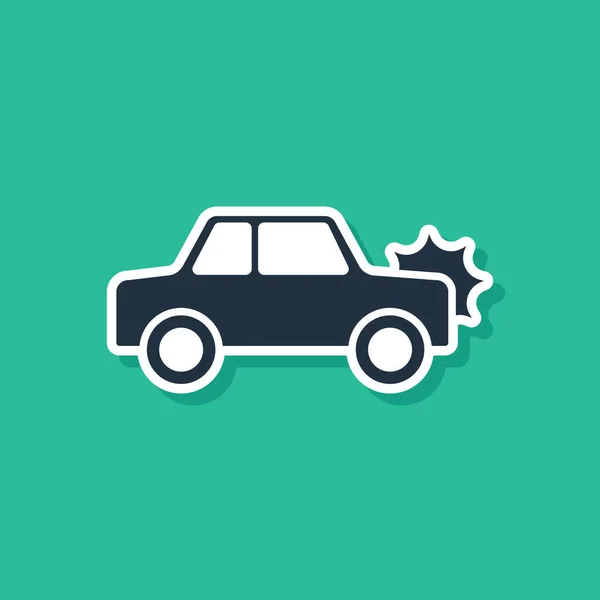 Иконка Синего Автомобиля Выделена Зеленом Фоне Концепция Страхования Безопасность Безопасность — стоковый вектор