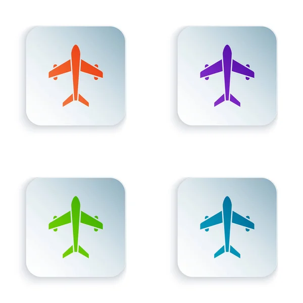 Color Plane Icon Isolated White Background Flying Airplane Airliner Insurance — Vetor de Stock