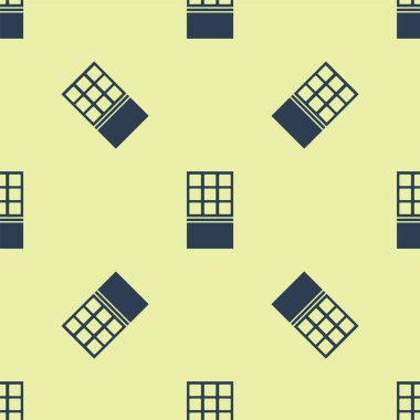 Mavi Çikolata Çubuğu ikonu sarı arka planda izole edilmiş kusursuz desen. Vektör.