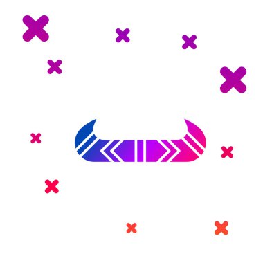 Beyaz arkaplanda renkli kano ve kürek simgesi izole edildi. Balıkçılık ve turizm için kano. Açık hava aktiviteleri. Kademeli rastgele dinamik şekiller. Vektör.