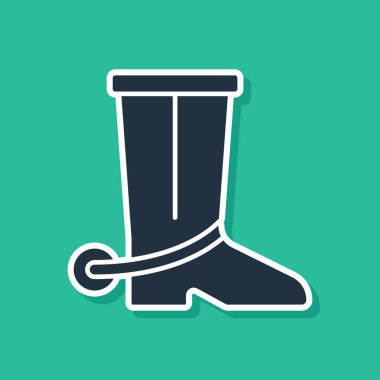 Mavi Kovboy çizme simgesi yeşil arkaplanda izole edildi. Vektör.