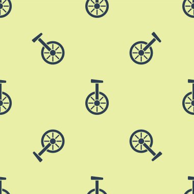 Mavi Tek tekerlekli bisiklet ya da sarı arka planda izole edilmiş tek tekerlekli bisiklet ikonu. Tekerlekli bisiklet. Vektör.