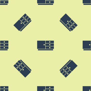 Mavi Göğüs çekmece simgesi sarı arka planda izole edilmiş pürüzsüz desen. Vektör.