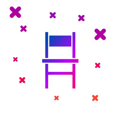 Beyaz arkaplanda izole edilmiş renkli sandalye simgesi. Kademeli rastgele dinamik şekiller. Vektör.