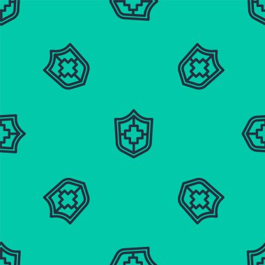 Mavi Hat Hayat Sigortası, yeşil arka planda izole edilmiş bir ikon. Güvenlik, güvenlik, koruma, konsept koruma. Vektör.