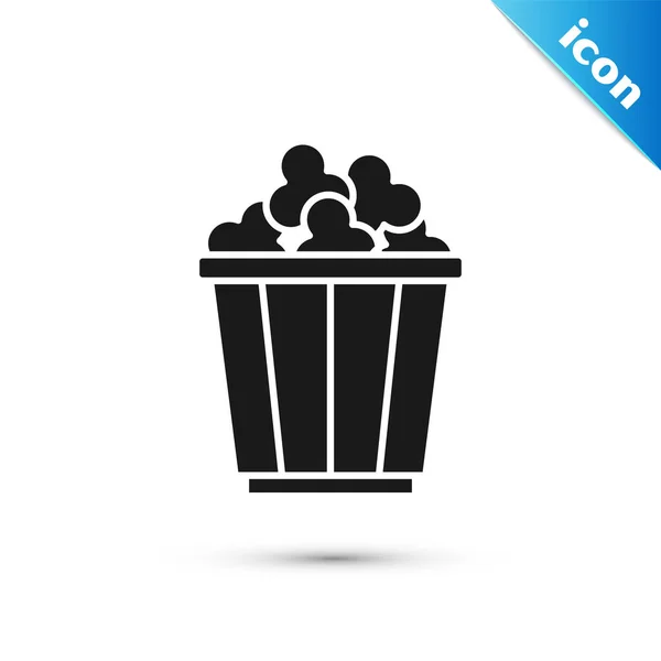 Graues Popcorn Pappschachtel Icon Isoliert Auf Weißem Hintergrund Popcorn Eimerbox — Stockvektor