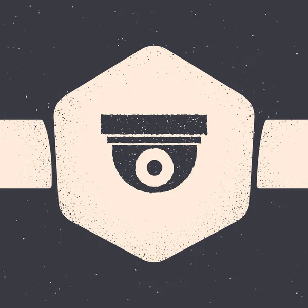 Grunge Security相机图标在灰色背景下隔离 单色复古绘画 — 图库矢量图片