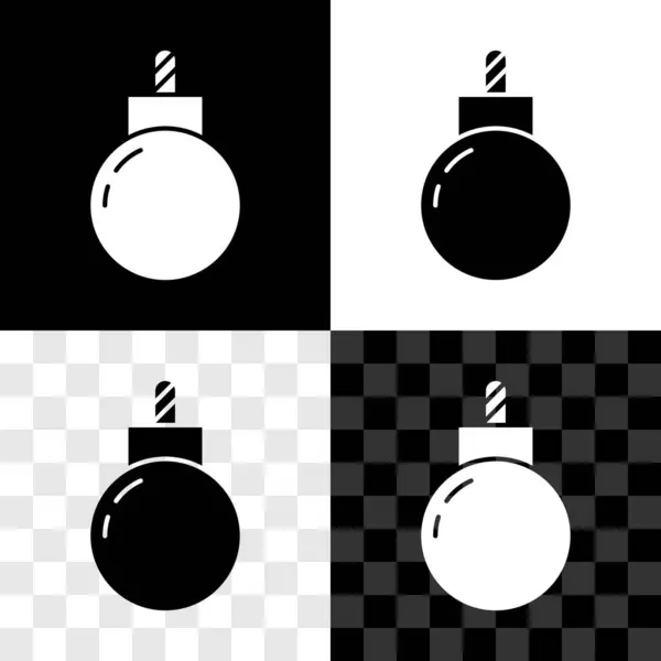 Set Bomb Listo Para Explotar Icono Aislado Blanco Negro Fondo — Vector de stock