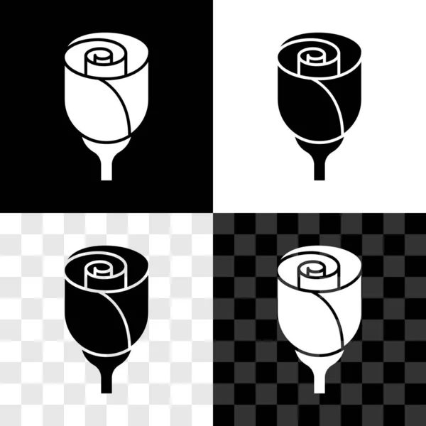 Иконка Цветок Розы Выделена Черно Белом Прозрачном Фоне Вектор — стоковый вектор