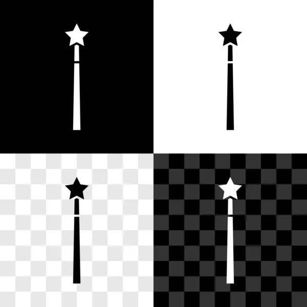 Setzen Sie Zauberstab Symbol Isoliert Auf Schwarz Weißen Transparenten Hintergrund — Stockvektor