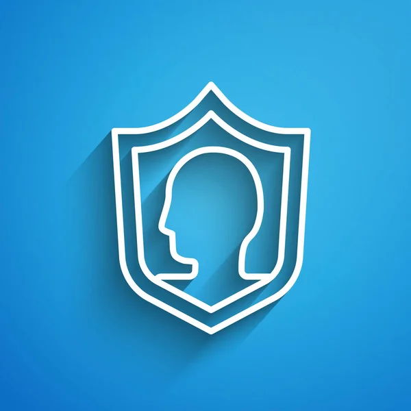 Weiße Linie Lebensversicherung Mit Schildsymbol Isoliert Auf Blauem Hintergrund Sicherheit — Stockvektor