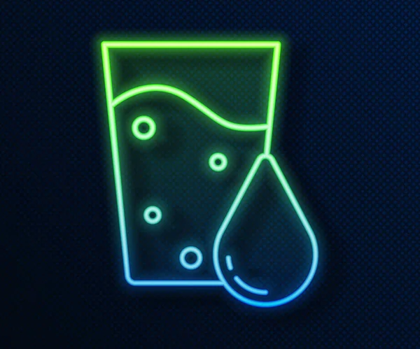 Leuchtendes Neon Linienglas Mit Wassersymbol Auf Blauem Hintergrund Sodaglas Vorhanden — Stockvektor
