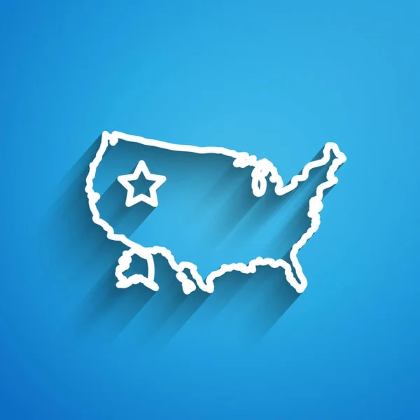 Ligne Blanche Icône Carte Des États Unis Isolé Sur Fond — Image vectorielle