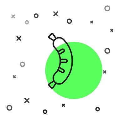 Siyah çizgi Hotdog sandviç simgesi beyaz arkaplanda izole edildi. Sosis ikonu. Sokak fast food menüsü. Vektör.