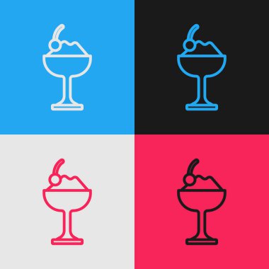 Popüler sanat serisi dondurma renkli arka planda izole edilmiş vaziyette. Güzel sembol. Vektör.