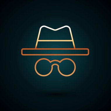 Altın çizgi Kimlik Değiştirme kipi simgesi koyu mavi arkaplanda izole edildi. Vektör.