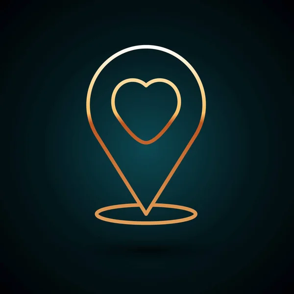 Goldener Kartenzeiger Mit Herz Symbol Auf Dunkelblauem Hintergrund Valentinstag Liebeskummer — Stockvektor