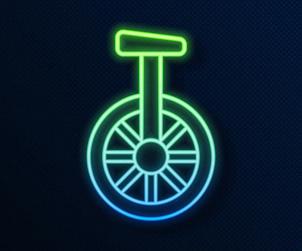 Leuchtende Leuchtschrift Einrad Oder Ein Rad Fahrrad Symbol Isoliert Auf — Stockvektor