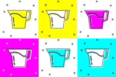 Arka planda su simgesi olan sürahi bardakları ayır. Su için çaydanlık. İçme suyu dolu cam sürahi. Vektör.