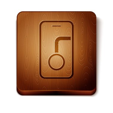 Şehir haritası yön bulma simgesinin kahverengi bilgileri beyaz arkaplanda izole edildi. Mobil Uygulama Arayüzü tasarımı. Coğrafi konsept. Tahta kare düğme. Vektör.