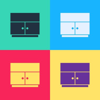 Pop Art Gardırop simgesi renk arkaplanında izole edildi. Vektör.