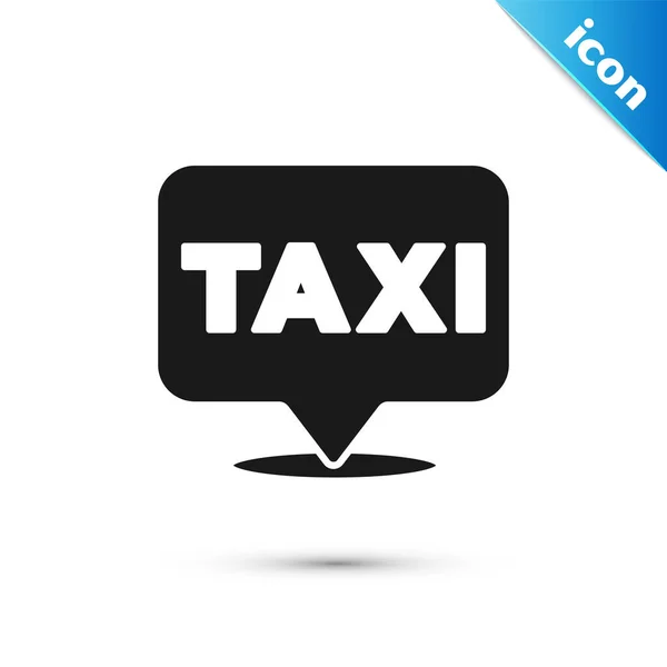 Puntero Mapa Gris Con Icono Taxi Aislado Sobre Fondo Blanco — Archivo Imágenes Vectoriales
