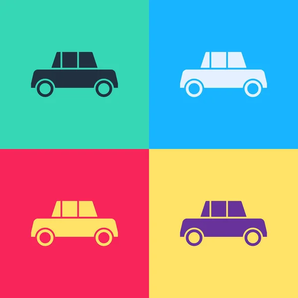 Pop Art Icono Coche Aislado Fondo Color Vista Frontal Vector — Archivo Imágenes Vectoriales