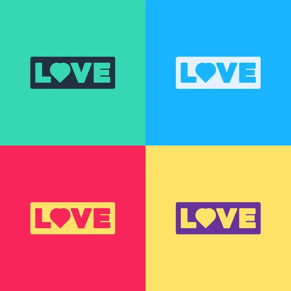 Pop Art Love Κείμενο Εικονίδιο Απομονώνονται Φόντο Χρώμα Ημέρα Του — Διανυσματικό Αρχείο