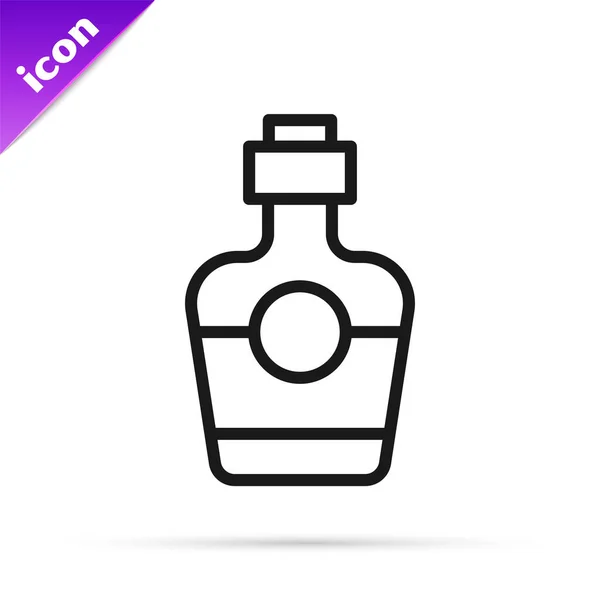 Fekete Vonal Tequila Palack Ikon Elszigetelt Fehér Alapon Mexikói Alkohol — Stock Vector