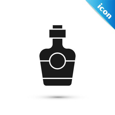 Beyaz arka planda izole edilmiş gri tekila şişesi ikonu. Meksika alkolü. Vektör.