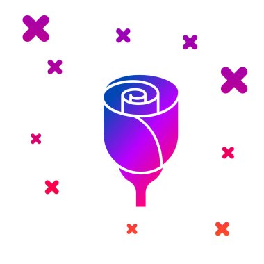 Renkli çiçek gül simgesi beyaz arkaplanda izole edildi. Kademeli rastgele dinamik şekiller. Vektör.