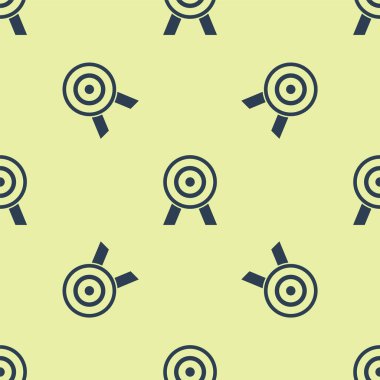 Mavi Hedef simgesi sarı arka planda kusursuz desen izole etti. Dart tahtası işareti. Okçuluk tahtası simgesi. Dartboard işareti. İş hedefi kavramı. Vektör.