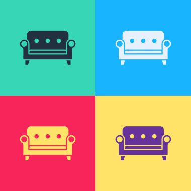 Pop Art Sofa simgesi renk arkaplanında izole edildi. Vektör.