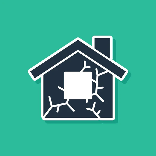 Icône Maison Bleue Isolée Sur Fond Vert Concept Assurance Sécurité — Image vectorielle