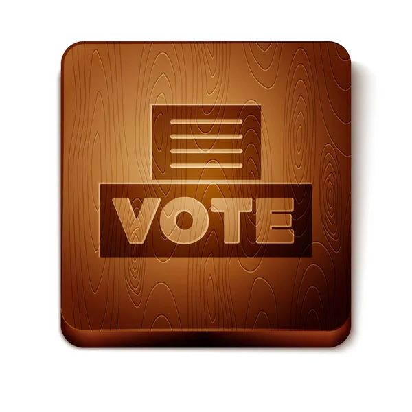 브라운 Brown Vote Box 함에는 배경에 아이콘이 분리되어 Wooden Square — 스톡 벡터
