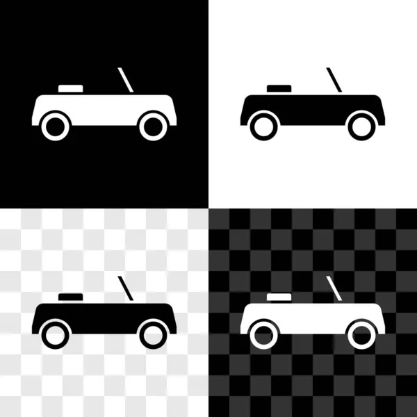 Set Car Icoon Geïsoleerd Zwart Wit Transparante Achtergrond Vooraanzicht Vector — Stockvector