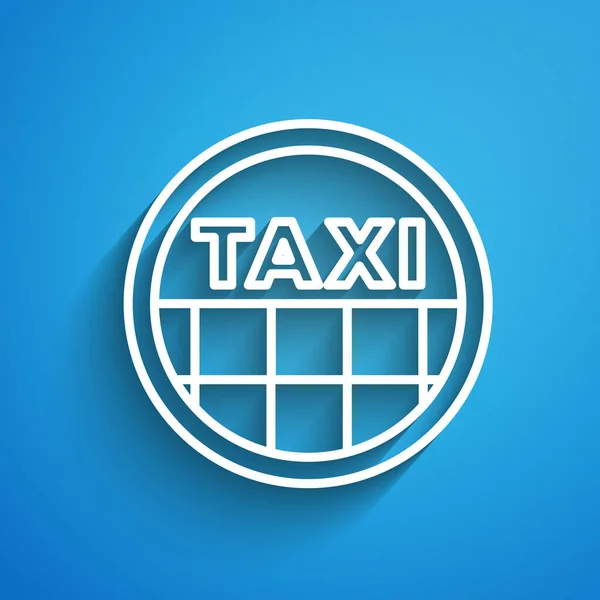 Línea Blanca Taxi Icono Del Techo Del Coche Aislado Sobre — Vector de stock