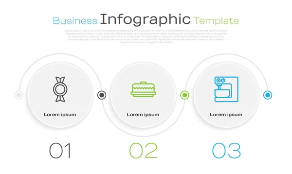 Definir Linha Doces Bolo Misturador Elétrico Modelo Infográfico Negócios Vetor — Vetor de Stock