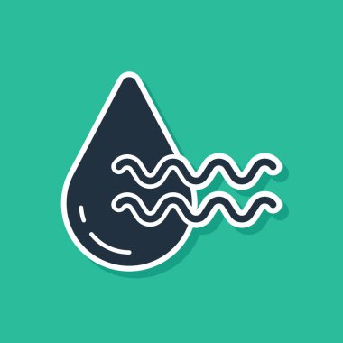 Mavi Geri Dönüşüm Temiz Su simgesi yeşil arka planda izole edildi. İşaret geri dönüşümlü bir damla su. Vektör.
