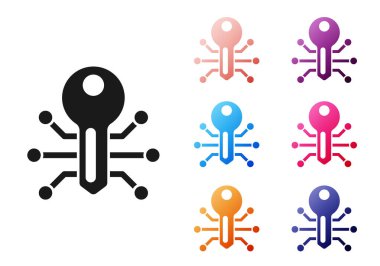 Siyah Akıllı anahtar simgesi beyaz arkaplanda izole edildi. Simgeleri renklendirin. Vektör.