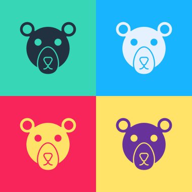 Pop Art Bear baş simgesi renk arkaplanında izole edildi. Vektör.