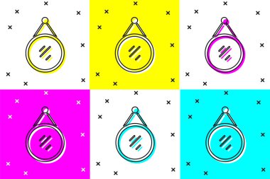 Ayna simgesini renk arkaplanında izole et. Vektör.