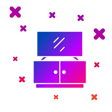 Renkli televizyon masası simgesi beyaz arkaplanda izole edildi. Kademeli rastgele dinamik şekiller. Vektör.